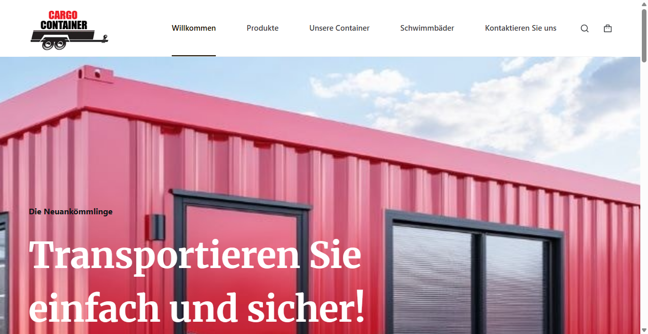 Screenshot von containercargo.shop