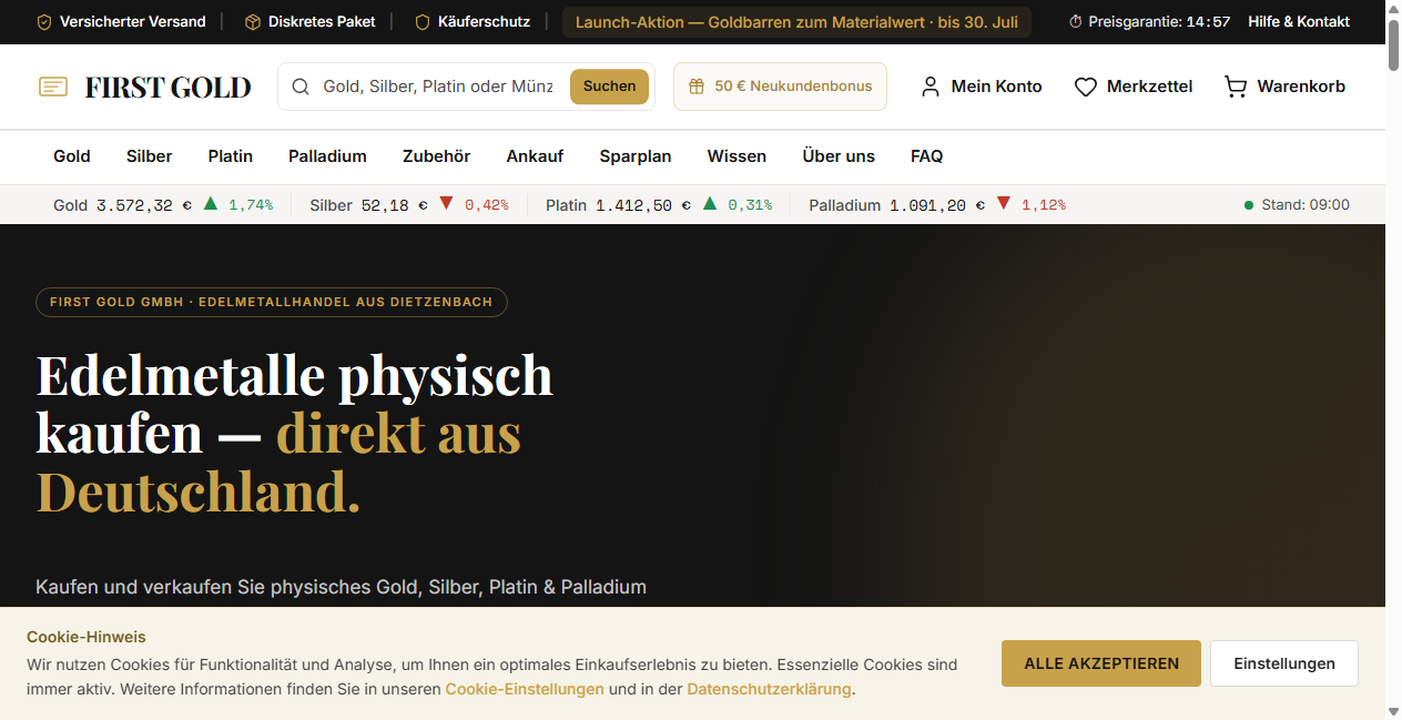 Bestätigte Warnung zu firstgoldgmbh.com (2026)