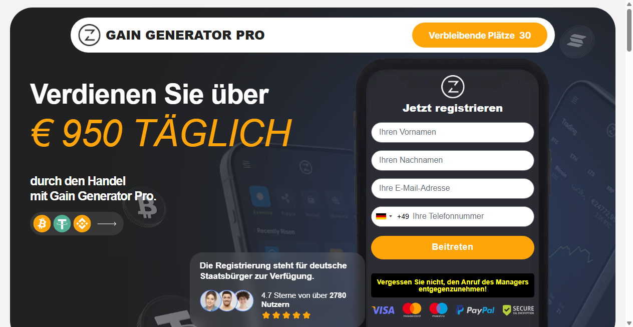 Bestätigte Warnung zu gaingeneratorpro.de (2026)