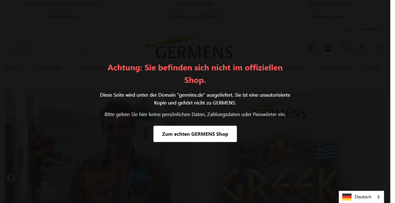 Bestätigte Warnung zu germins.de (2026)