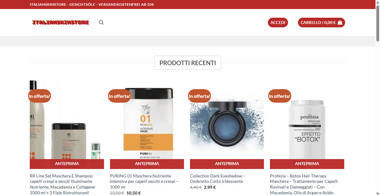 Bestätigte Warnung zu italianskinstore.com (2026)